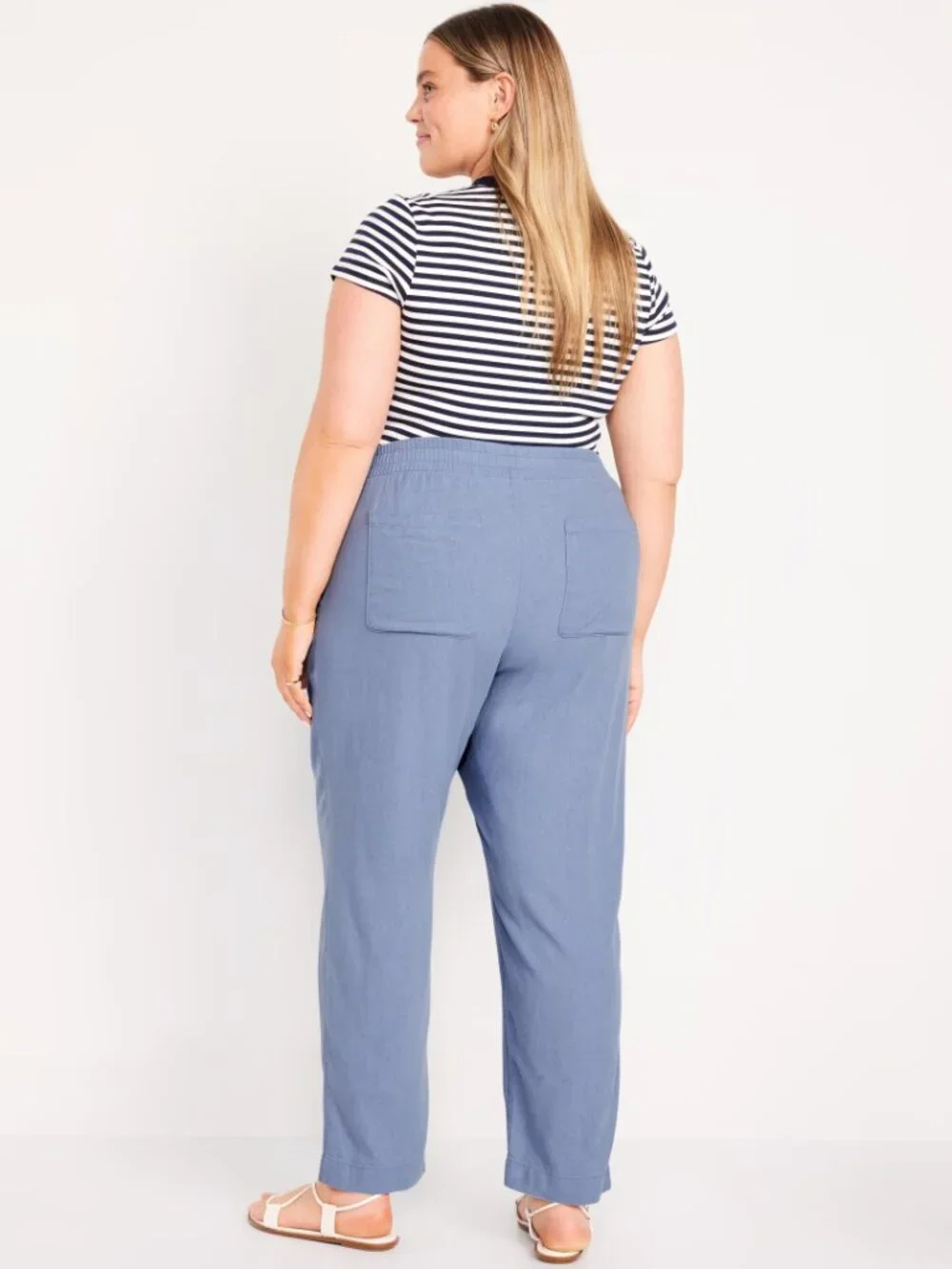 2/$30 Old Navy Linen-Blend Straight Ankle Pants Mid Rise Mount Shasta #A3885